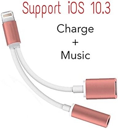 PINK-Lightning Cable, Cell Connectors 2 in 1 Lightning Adapter, iPhone 7 Lightning to 3.5mm Headphone Adapter,Charge Adapter, Earphone Adapter - Upgraded for IOS 10.3+ (PINK)