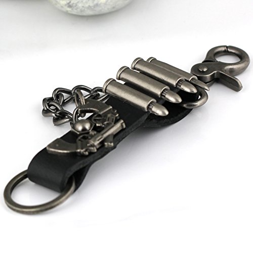 Maycom Retro Style Black Revolver Bullet Pants Buckle Keychain Key Chain Ring Keyring Keyfob Key Fob Holder