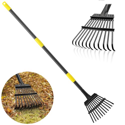 Rake, Garden Leaf Rakes for Lawns Heavy Duty, Yard Metal Rake Tools