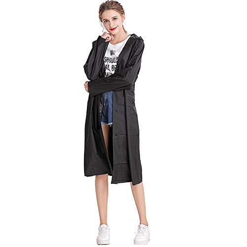SwissWell Unisex Rain Poncho with Hood Reusable Portable EVA Transparent Clear Rain Coat Raincape Rain Gear for Adults Women Men Ladies, Fashion Rainwear 100% Waterproof Rain Resistant
