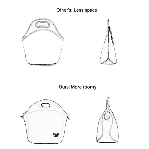 Neoprene Lunch Tote Washable Lunchbox Bag, Non-toxic Insulated Lunch Bag with Shoulder Strap Extra Pocket (Beige N2) for School Office Picnic Gym, by F40C4TMP - Thumbnail 2
