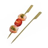 Prexware 4.7 Inch Bamboo Picks Paddle Skewers BBQ Picks 100 Pack