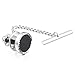 Mens Black Tie Tack with Chain Mens Wedding Business Shirt Accessories - Silver Tone