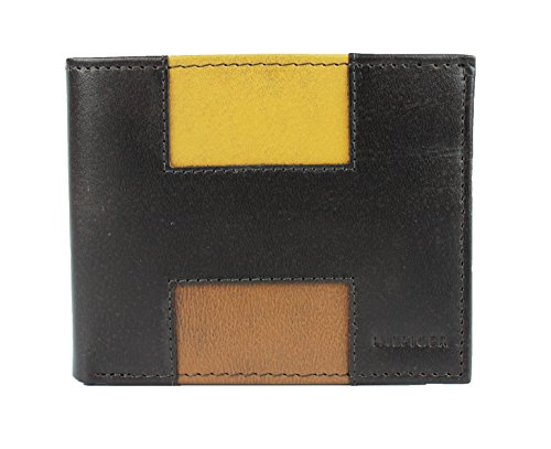 New Tommy Hilfiger Men's Leather Double Billfold Passcase Wallet & Valet (Dark Brown)