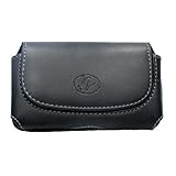 Black Leather Case Holster Cover Side Pouch with Belt Clip and Loops for Tracfone LG 800G - Tracfone LG 840G