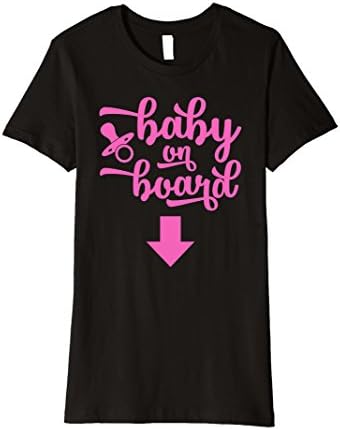 Womens Baby on board t-shirt Mom to be shirt Pregnancy tee, Pink XL Black