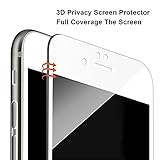 Vintar [3D Full Coverage] Anti-Spy iPhone 7 Plus Privacy Screen Protector, 9H Tempered Glass Screen Protector, (White)