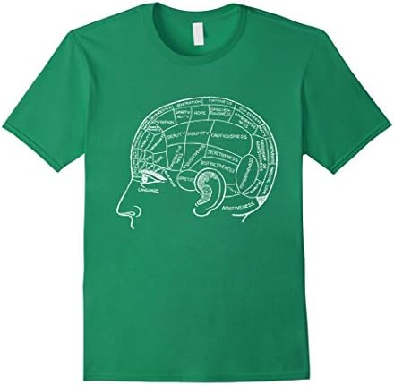 Men's Phrenology Chart Head T-Shirt Psychology Psychiatry Science Medium Kelly Green