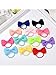 Bememo 50 Pieces Baby Girls Bow Elastic Ties Ponytail Holders Tiny Soft Rubber Bands for Baby Kids (1.8 inch)