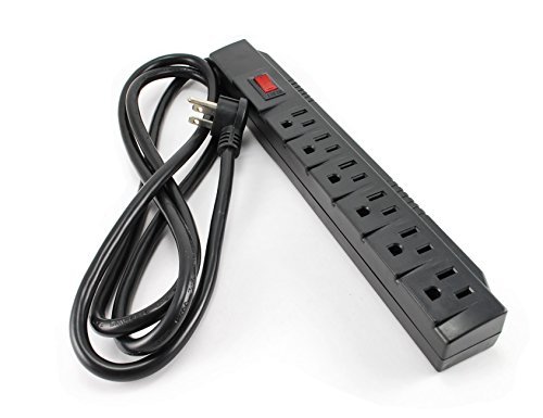 CablesOnline 6 Outlet Surge Strip , Horizontal , 250 Joules, (6 ft.) Cable, with Right Angle Plug