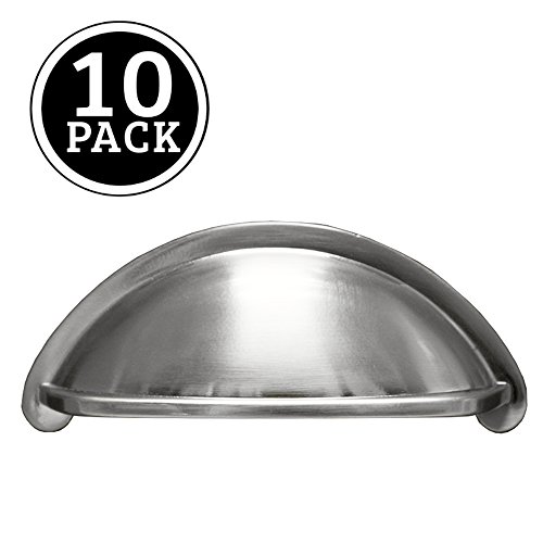 Satin nickel kitchen cabinet pulls - 3 inch bin cup dra…
