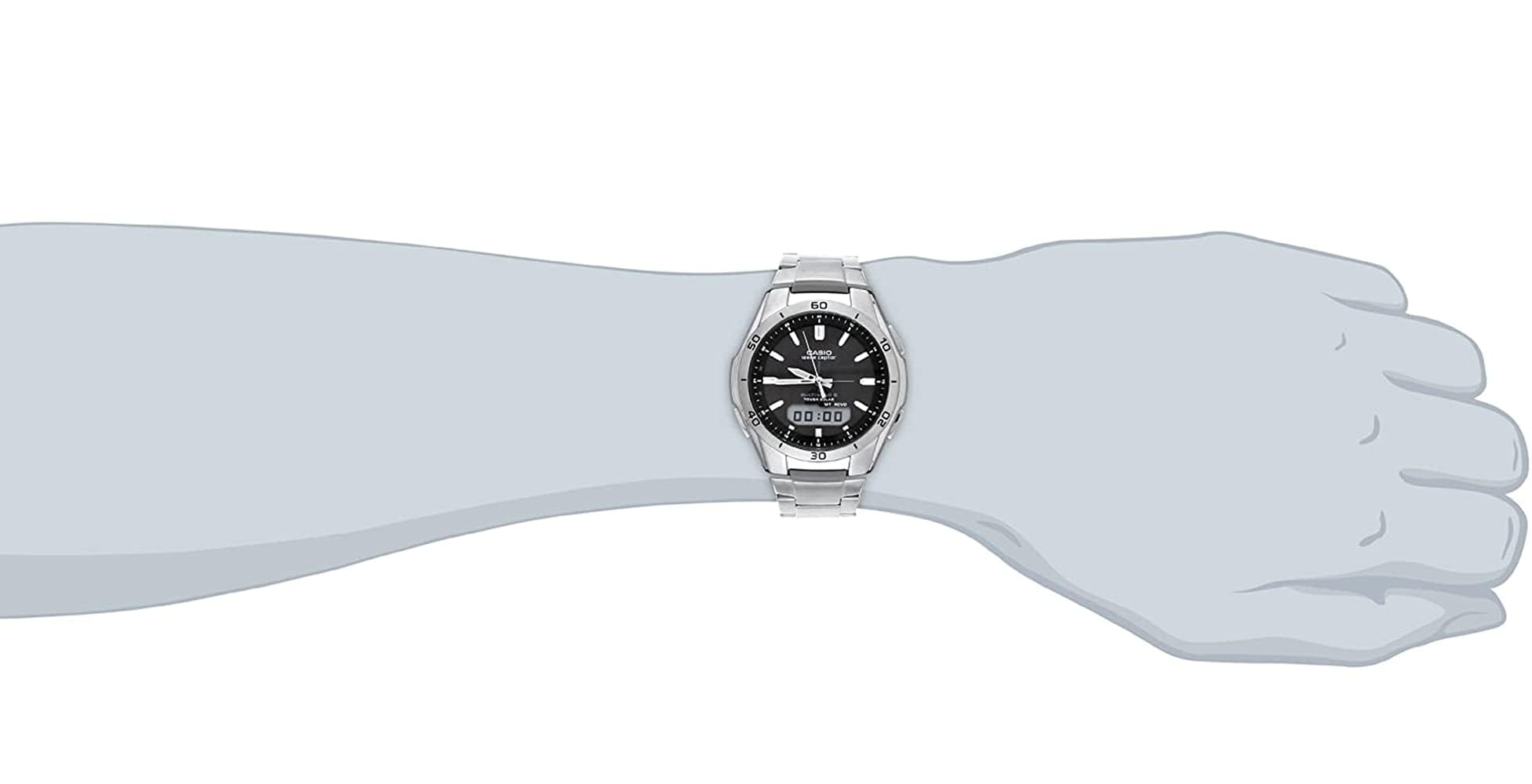 Casio Men's WVA-M640D-1ACR Wave Ceptor Analog-Digital Display Quartz Silver Watch