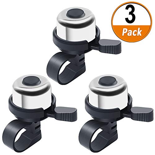 Kulannder 3 Pack Bike Bell, Brass Mini Bicycle Bell, Loud Crisp Sound Bike Ring Horn Accessories for Adults Kids, Suitable for.83Inch - 0.90Inch Handlebar