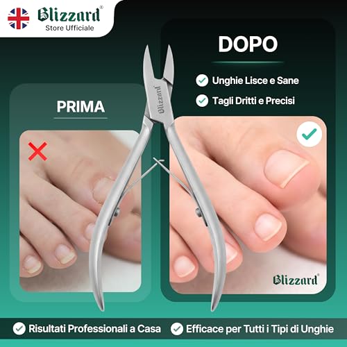 Blizzard Professional Toe Nail Nippers for Ingrown and Thick Nails – Podiatry Nail Clippers in Stainless Steel – For Elderly and Men – Pedicure Set with File – 13 cm Straight Cut