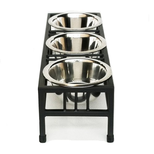 Baron Triple Bowl Dog Diner Raised Feeder Amazon Co Uk Pet