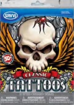 Savvi Classic Tattoos ~ Winged Skull (2013; Over 50 Temporary Tattoos)