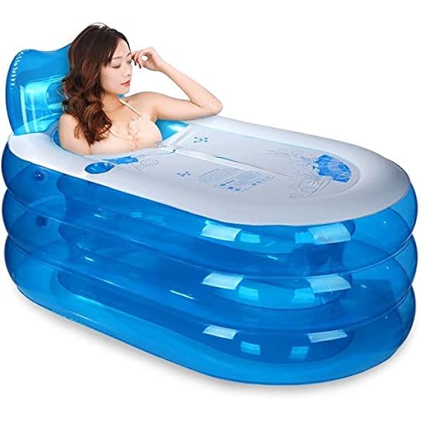 Fanliu Gonflable Baignoire Adulte Baignoire Pliant Baignoire Bain De Bouteilles En Plastique Baignoire Enfant Bleu