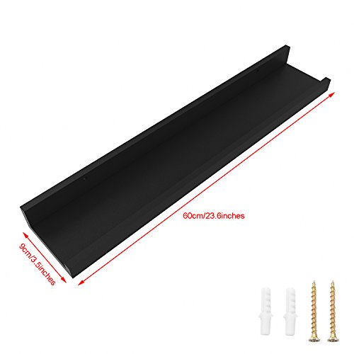 Anfan Wall Mounted Floating Ledge Shelf for Picture Frames Book Display in Bedroom, Living Room, Bathroom, Kitchen and Office (60CM, Black)