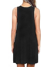 Zalalus - Vestido camisero, de verano, sin mangas, para mujer, suelto, ondulante, informal, con bolsillos.