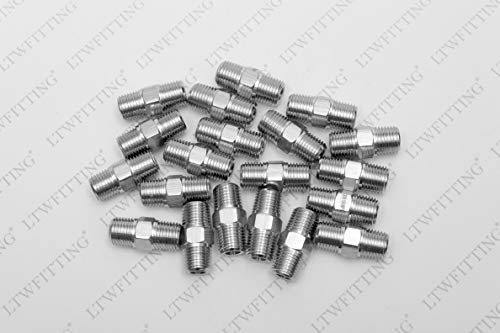 LTWFITTING Class 3000 Stainless Steel 316 Pipe Hex Nipple Fitting 1/4" Male NPT Air Fuel Water (Pack of 20)