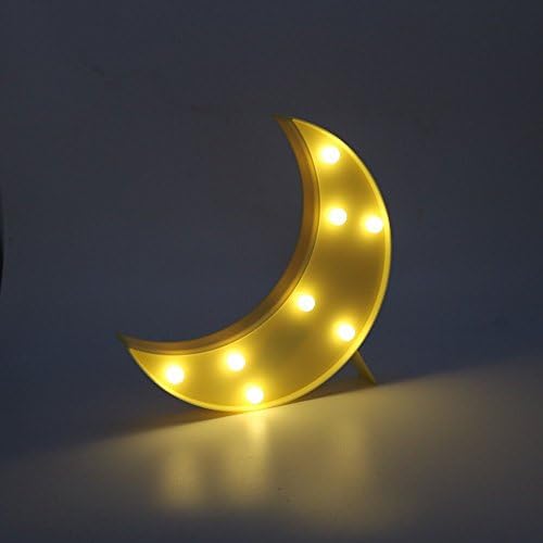 Moon Decorative LED Mood Lights,AMZSTAR Crescent Marquee Sign Nursery Night Lamp for Children , Letter Nightlight Home Decoration Battery Operated(Moon-yellow)