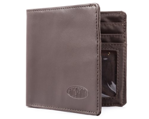 Big Skinny Men's World Leather Bi-Fold Slim Wallet, Holds Up to 35 Cards, Brown