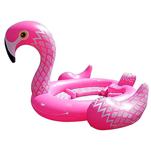 Zoostliss Huge Party Bird Island Giant Flamingo Pool Float with Pump and Carrying Bag