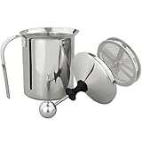 400ml Milk Frother, Marrywindix Stainless Steel Milk Frother Double Mesh Manual Milk Creamer Milk Foam (400ml Container Capacity with 200ml Foam Each Time)