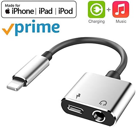 for iPhone Adapter to 3.5 mm Headphone Jack Dongle Accessory AUX Audio Charger Adapter,2 in 1 Earphone Audio Jack Cable Support Compatible for iPhone 7/7 Plus/8/8 Plus/X/XR/XS MAX Support All iOS