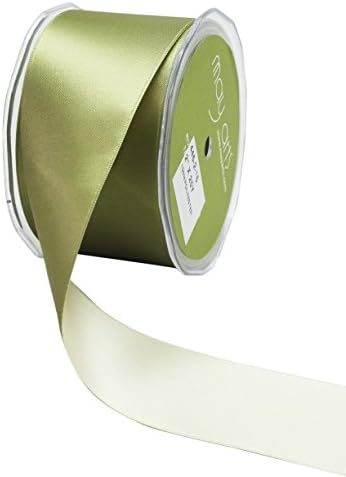May Arts Ribbon 446-2-16 2" Reversible Satin Ribbon, 25 yd, Olive/Sage