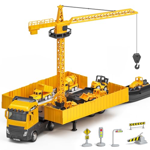 WEOLULU Construction Truck Toys Birthday Gift for 3-5 Year Old Boys