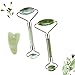 Jade Roller 2pcs & Gua Sha Tool 1pcs for Face 100% Natural Jade Stone Anti Aging Facial Skin Massage Set | Reduces Puffiness &Wrinkles | Therapy for Slimming - Include Bag, Instructions (1)
