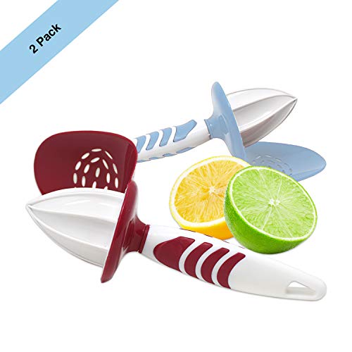 Lemon Lime Squeezer with Seed Catcher lemon juicer handheld | Comfort Grip Citrus Reamer | BPA Free | Assorted Colors (2 Pack) - Thumbnail 4