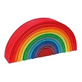 Aoile 12PCS/Set Children Wooden Nesting Puzzle Building Blocks Rainbow Stacker Educational Toy