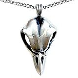 OhDeal4U Pewter Pendant Crow Raven Skull Gothic Magic Spirit Bellatrix Lestrange Vintage (Stainless Steel Chain)