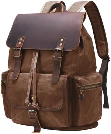 Amazon.com: jaald 18" Brown Leather Backpack Vintage Rucksack Laptop Bag  Water Resistant Casual Daypack College Bookbag Comfortable Lightweight  Travel Hiking/Picnic for Men : Electronics