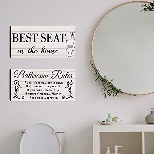 Jetec 2 Pieces Funny Bathroom Wall Decor Sign Farmhouse Bathroom Decor