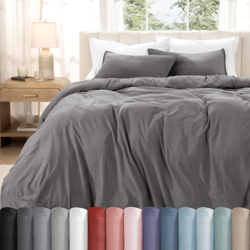 Bare Home Washed Duvet Cover Set Grey