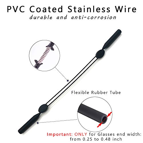 Adjustable no Tail Eyeglasses and Sunglasses Holder Strap Cord, glasses String Holder Chain Necklace, Glasses Cord Lanyard, Eyeglass Retainer (Black) - Thumbnail 3