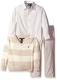 Nautica Little Boys' Three Piece Sweater Woven and Pull On Pant
