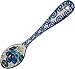 Polish Pottery Ceramika Boleslawiec,  1022/162, Spoon Medium, 1 1/4 by 6 1/8 Inches Long, Royal Blue Patterns with Blue Pansy Flower Motif