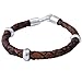 NOVICA Artisan Handmade Men's Leather Bracelet Sterling Silver Braided No Stone Peru Cognac [8.75 in L x 0.3 in W] 'Chankas Warrior in Light Brown'