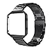Simpeak Women Men Stainless Steel Metal Band Strap with Stailess Steel Frame Compatible with Fitbit Blaze, Match Link Removal Tool, Black