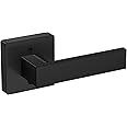 TICONN Dummy Door Handle, Heavy Duty Reversible Square Dummy Door Lever for Indoor, Bedroom, Closet (1 Pack, Front Mount, Matte Black)