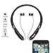 Bluetooth Headphones Retractable Earbuds Neckband Wireless Headset Sport Sweatproof Earphones with Mic (Bluetooth 4.1,Noise Cancelling, 14 Hours Play Time) (Matte Black)