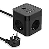 JSVER Stekkerdoos Cube USB, Meervoudige contactdoos Cube overspanningsbeveiliging 3 Stekkers en 3 USB (15,5 W) met…