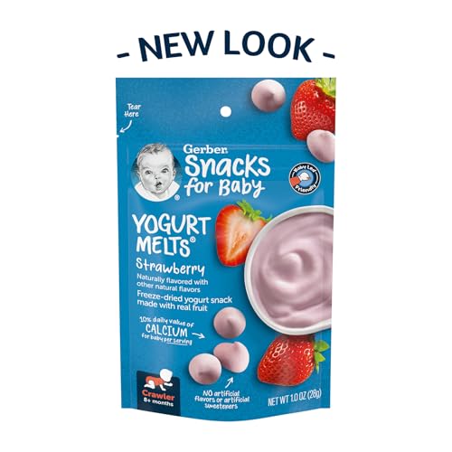 GERBER SNACK FOR BABY YOGURT MELTS STRAWBERRY 1OZ POUCH.