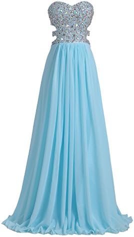 Tdress 2017 A-Line Sweetheart Chiffon Floor Length Prom Dresses Size 6 Ice Blue