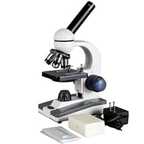 AmScope M150C-PS25 Compound Monocular Microscope, WF10x and WF25x Eyepieces, 40x-1000x Magnification, LED Illumination, Brightfield, Single-Lens Condenser, Coaxial Coarse and Fine Focus, Plain Stage, 110V, Includes Set of 25 Prepared Slides