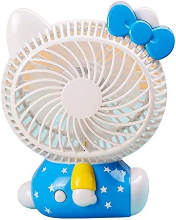 Mini Fan USB Charging Handheld Office Creative Portable Cartoon Desktop Fan, Pink (Color : Dark Blue, Size : -)